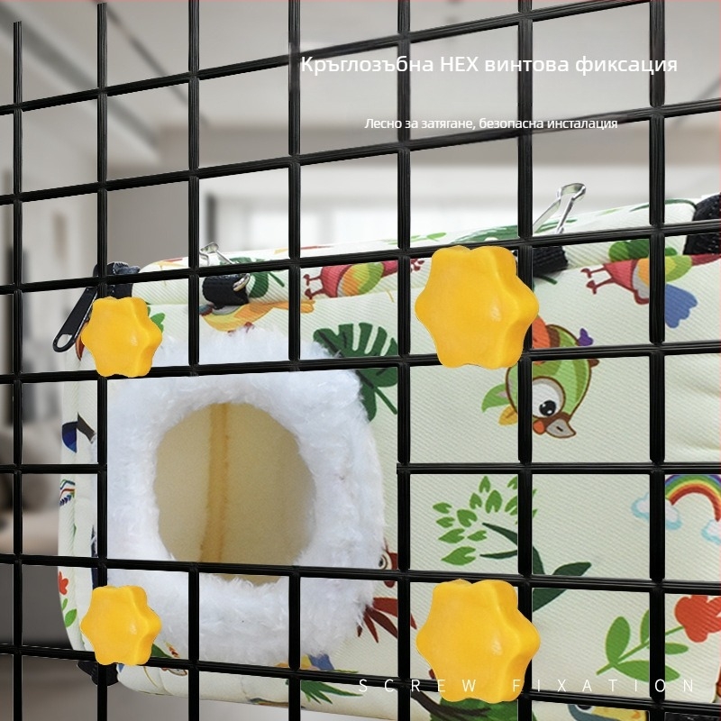 Папагалско памучно гнездо, еднослойно, с дизайн против изплъзване, универсално за различни видове птици, комплект със аксесоари