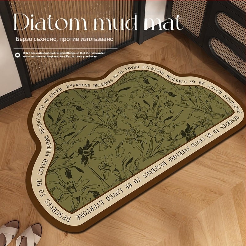PVC килим за баня във френски стил – за вход към банята, абсорбиращ, бързосъхнещ, противохлъзващ се, миещ се