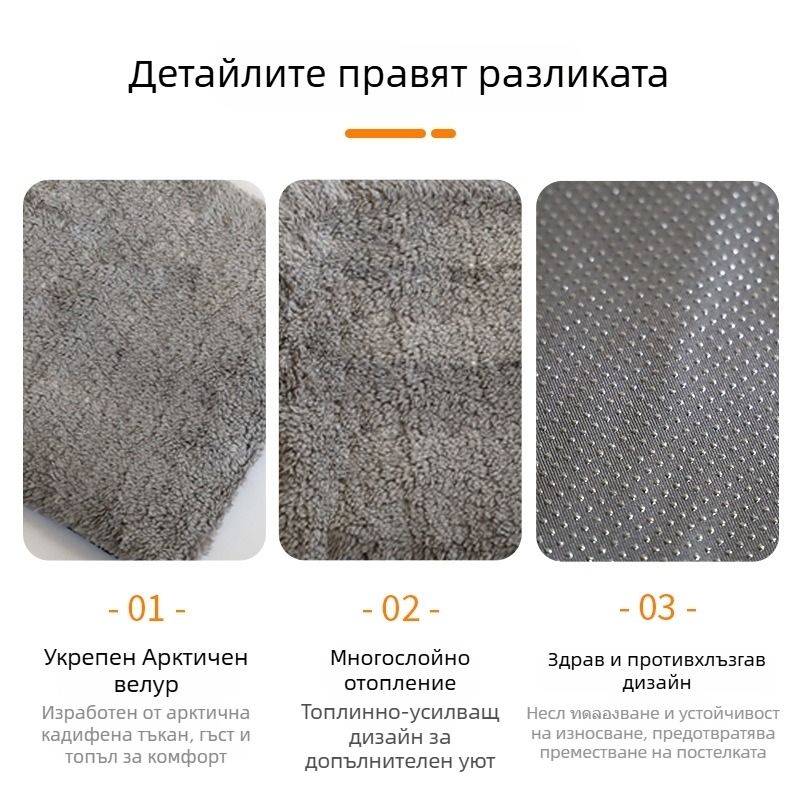 Lexuan Подгряваща постелка за домашни любимци с повърхност от арктичен велур и нагревателни влакна; слой алуминиево фолио; мек топлоизолационен памук; противохлъзгащ плат – за кучета