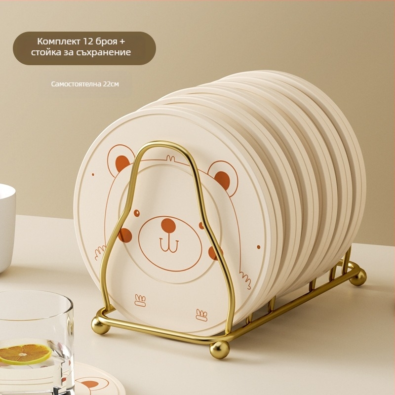 Силиконова термоустойчива подложка за хранене – кръгла форма, стил Модерен минималистичен, премиум качество