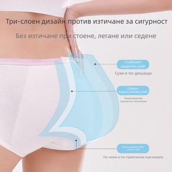 Менструални дамски долнища за тийнейджърки – карикатурен принт, основен материал памук 46%, 5% спандекс, средна талия, за момичета 13–18 години