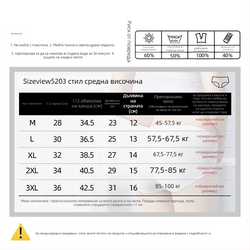 Дамски менструални долнища с висока талия, защита отпред и отзад от протичане; основен материал нейлон, подплата памук