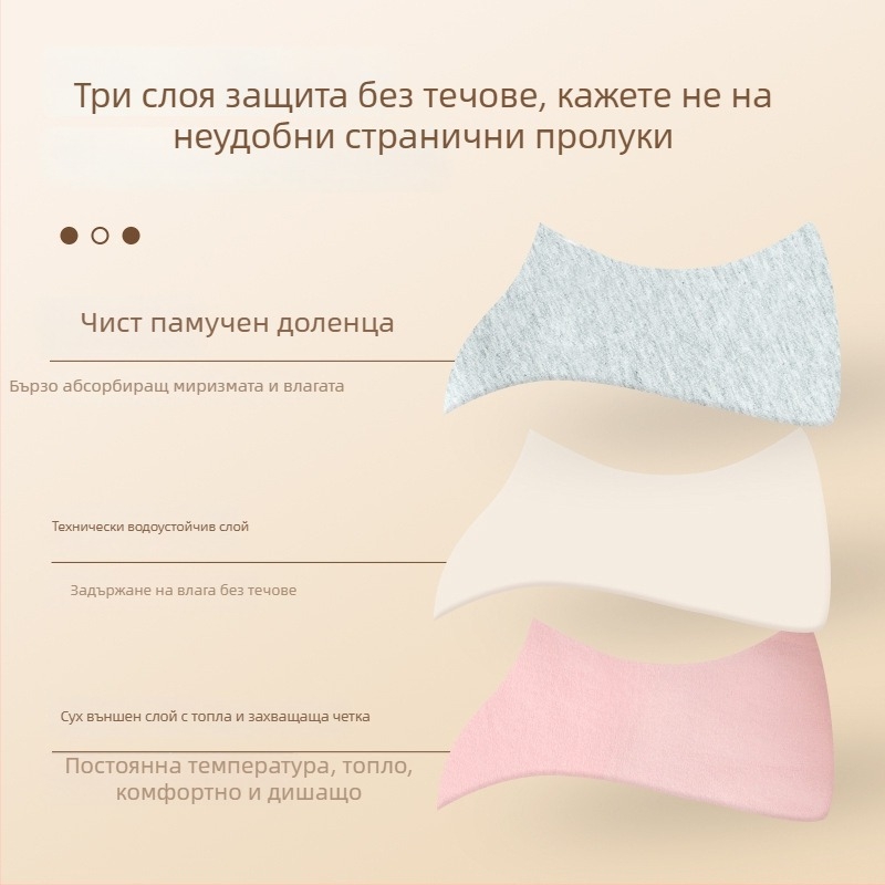Дамски менструални долнища с висока талия, защита отпред и отзад от протичане; основен материал нейлон, подплата памук