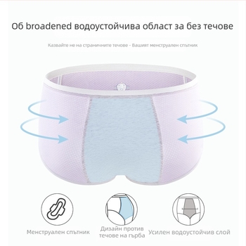 Менструални дамски гащи, антибактериални и антипротичане, Modal тъкан 46%, памук в чатала 75%, безшевни