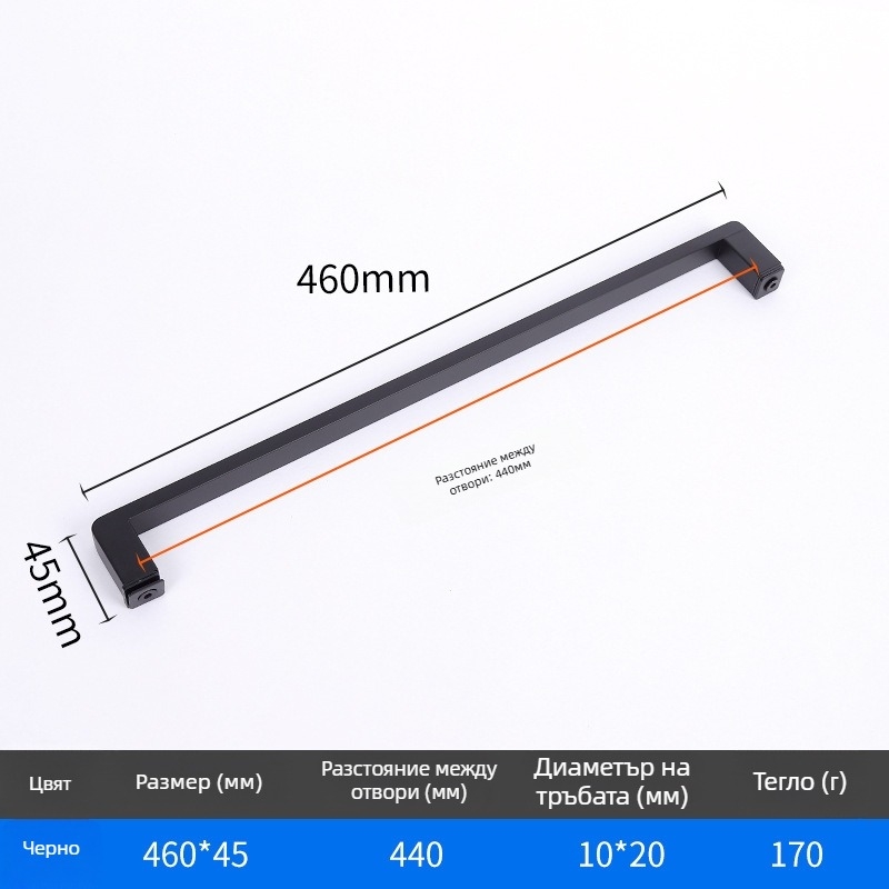 Душова ръкохватка за стъклени врати, неръждаема стомана, 1020 минималистичен модел, квадратна тръба, модерен стил