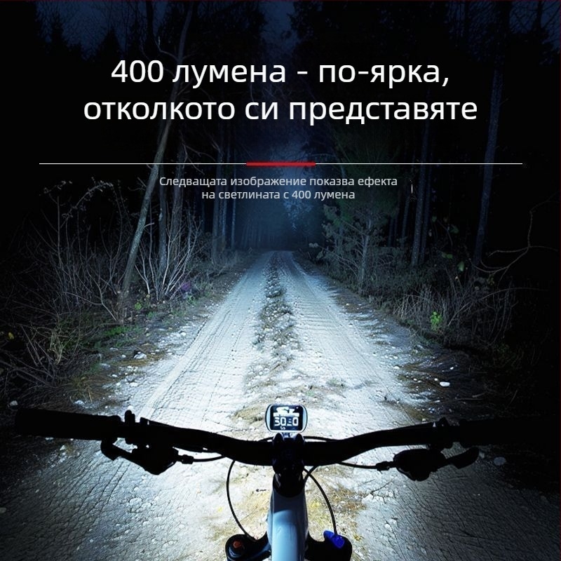 Комплект велосипедни светлини за нощно каране: предна и задна светлина със сигнал за спирачки — съвместим с планински и шосейни велосипеди, модел WxrSiYQJ