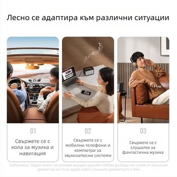 3.5 мм мъжки към мъжки автомобилен аудио кабел — позлатени конектори, емайлирана медна сърцевина, алуминиев корпус, TPU външна обвивка с найлонова оплетка, универсална съвместимост с 3.5 мм устройства