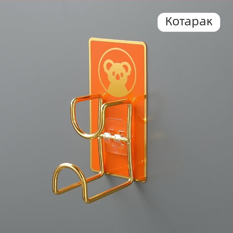 Стенен органайзер и закачалка от неръждаема стомана, без пробиване, за кухня и баня, модел B2436, едно ниво