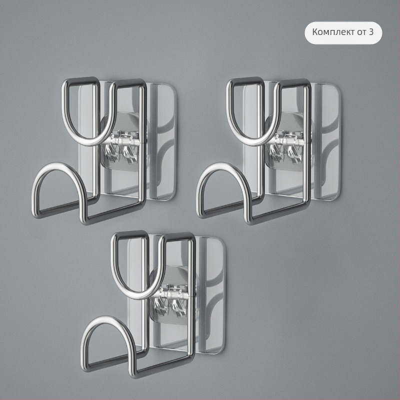 Стенен органайзер и закачалка от неръждаема стомана, без пробиване, за кухня и баня, модел B2436, едно ниво