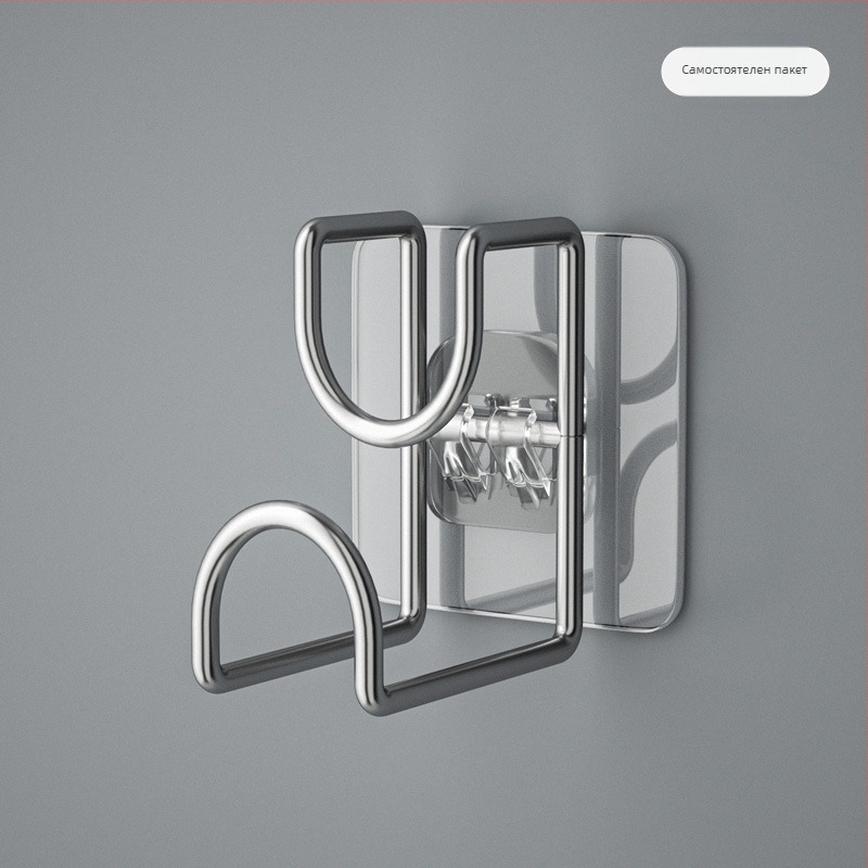 Стенен органайзер и закачалка от неръждаема стомана, без пробиване, за кухня и баня, модел B2436, едно ниво