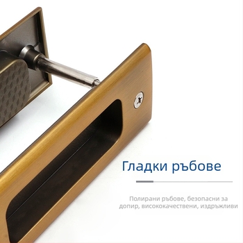 Asabi 9026 плъзгаща се заключалка за дървени врати, от цинкова сплав, с вградена дръжка и скрит механизъм, подходяща за балконски и кухненски врати, стил модерен минимализъм