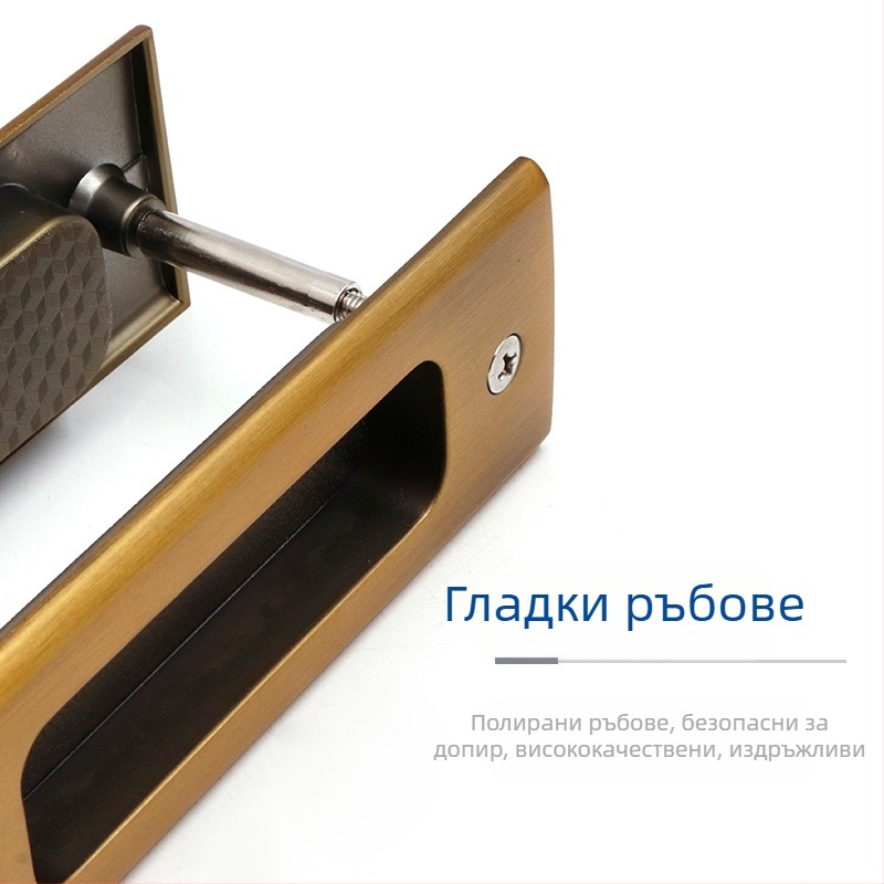 Asabi 9026 плъзгаща се заключалка за дървени врати, от цинкова сплав, с вградена дръжка и скрит механизъм, подходяща за балконски и кухненски врати, стил модерен минимализъм