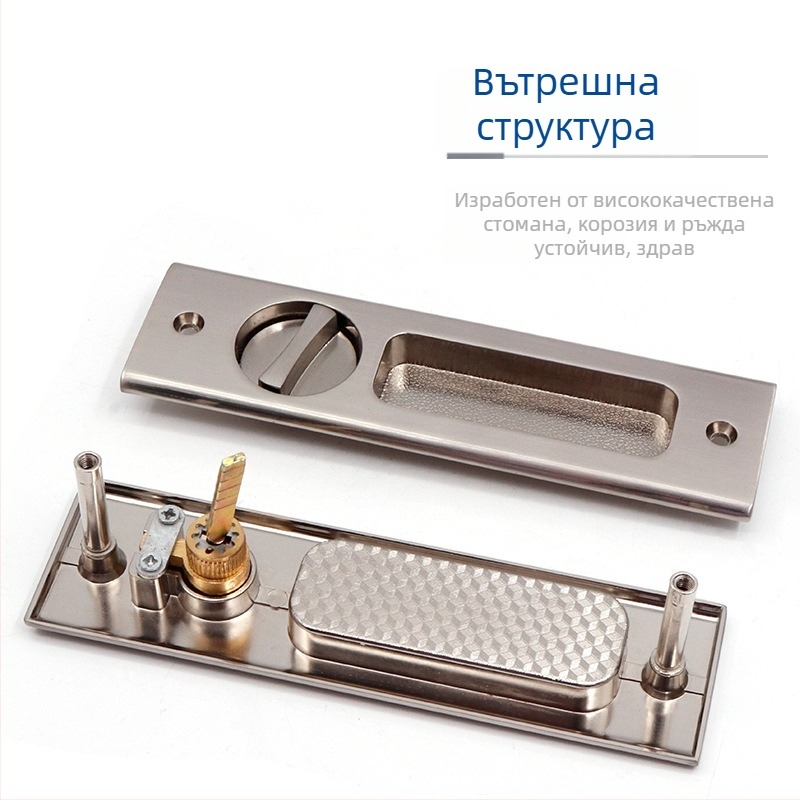 Asabi 9026 плъзгаща се заключалка за дървени врати, от цинкова сплав, с вградена дръжка и скрит механизъм, подходяща за балконски и кухненски врати, стил модерен минимализъм