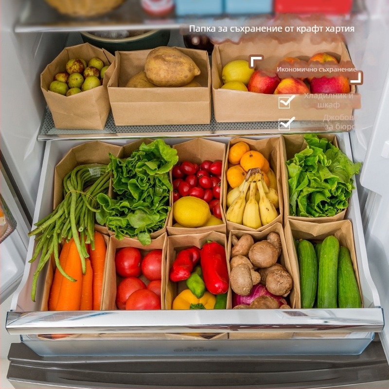 Кубообразна торбичка от крафт хартия за съхранение, запечатана, удебелена за пакетиране на хлебни изделия (хляб и тост), за кухненско и настолно съхранение, модел 38011186.