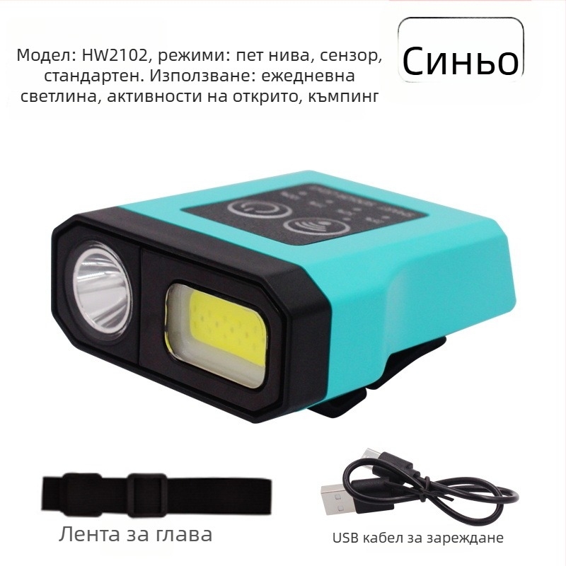 Челна лампа за нощен риболов - презареждаща LED с индукционен превключвател, лека пластмасова конструкция, обхват до 200–500 м