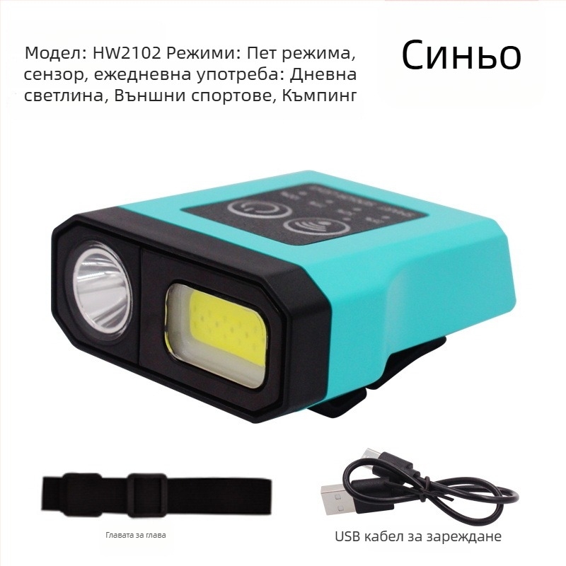 Челна лампа за нощен риболов - презареждаща LED с индукционен превключвател, лека пластмасова конструкция, обхват до 200–500 м