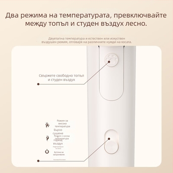 Сешоар Confu KF-3153 с отрицателни йони, сгъваем, 1600 W, 220 V, горещ/студен въздух, две скорости, концентраторна дюза