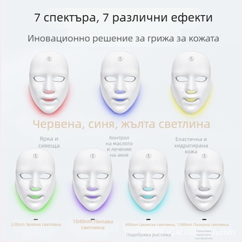 LED устройство за подмладяване на лицето – LED светлинна терапия за кожата; Батерия 800–1000 mAh; Домашна употреба; IPX0; Физиотерапевтичен апарат