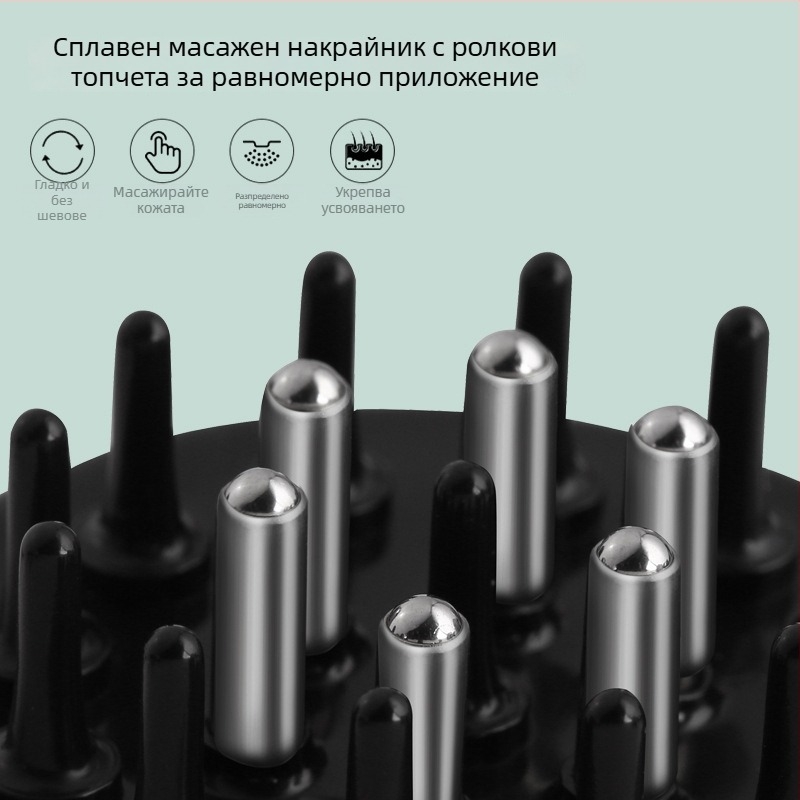 Апликатор за скалп с подхранващ разтвор, масажиращ гребен за насочване на течности с въртящи се мъниста, модел: Liquid Diverter; тегло 35-40 g; подходящ за четири сезона; обща употреба