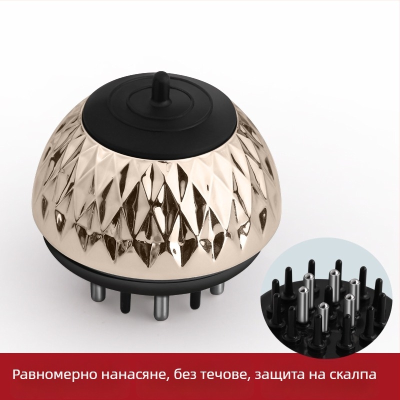 Апликатор за скалп с подхранващ разтвор, масажиращ гребен за насочване на течности с въртящи се мъниста, модел: Liquid Diverter; тегло 35-40 g; подходящ за четири сезона; обща употреба