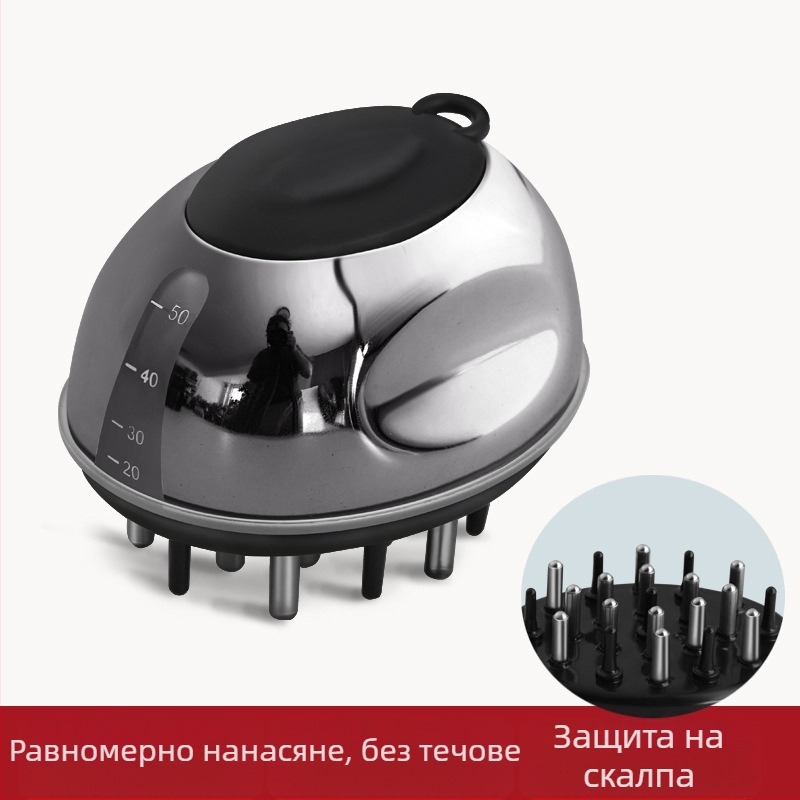 Апликатор за скалп с подхранващ разтвор, масажиращ гребен за насочване на течности с въртящи се мъниста, модел: Liquid Diverter; тегло 35-40 g; подходящ за четири сезона; обща употреба