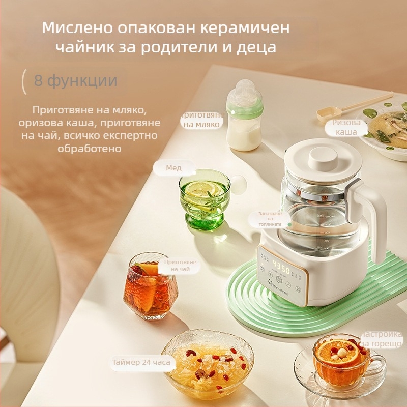 Загрявател за мляко K312 с термостат, чайник, 800W, стъклен корпус, 220V