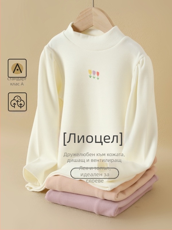 Детска зимна блуза с кръгло деколте, Lyocell 50,6%, 330 g/m², мека обработка, подходяща за деца над 140 см