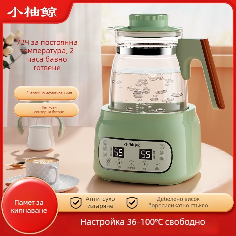 Стъклен електрически чайник за бебешко мляко – термостатичен контрол, управление с докосване, напълно автоматично загряване на млякото, дисплей и функция поддържане на температурата