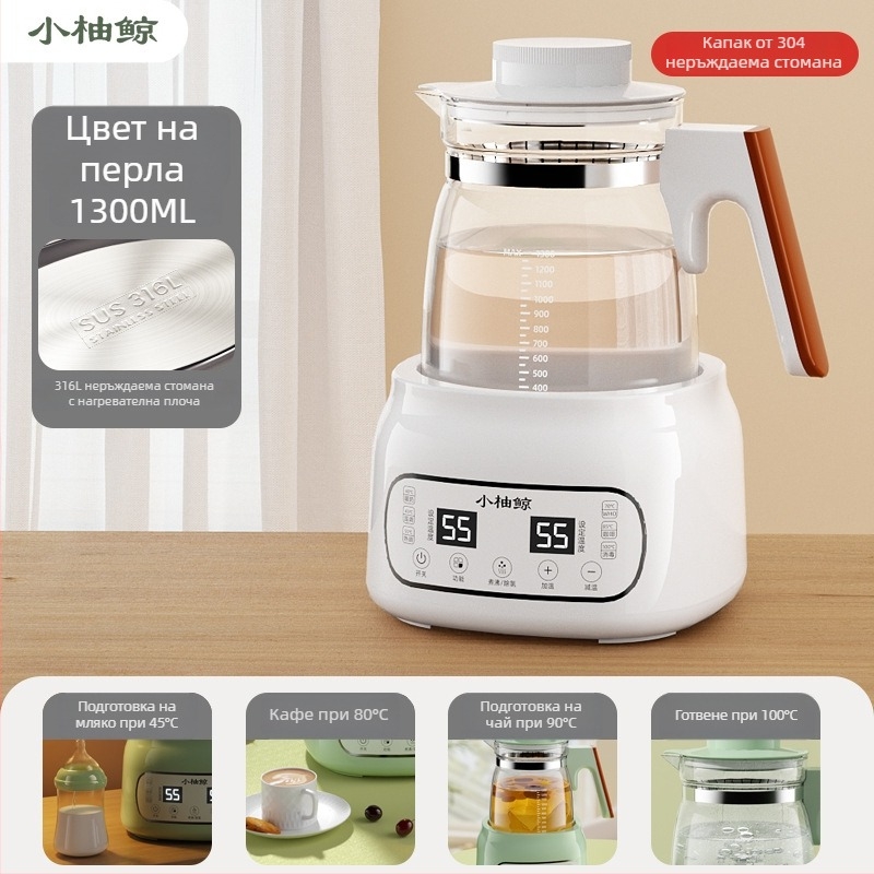 Стъклен електрически чайник за бебешко мляко – термостатичен контрол, управление с докосване, напълно автоматично загряване на млякото, дисплей и функция поддържане на температурата