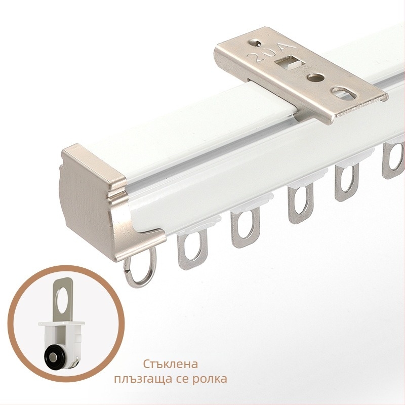 Карнизна релса за завеси – алуминиева сплав, прав релсов път, лагерна ролка, модел 704