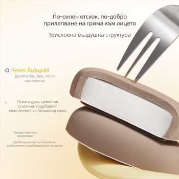 Пудрена гъба трииъгълна форма – натурална гъба, за пудра и фон дьо тен, комплект