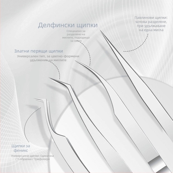 Пинсети за мигли за присаждане, неръждаема стомана, антистатични
