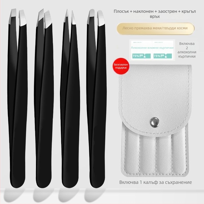 Liuliu beauty плоски щипци от неръждаема стомана – многофункционален инструмент за отстраняване на косми по лицето, скубане на брада, оформяне на вежди и извиване на изкуствени мигли