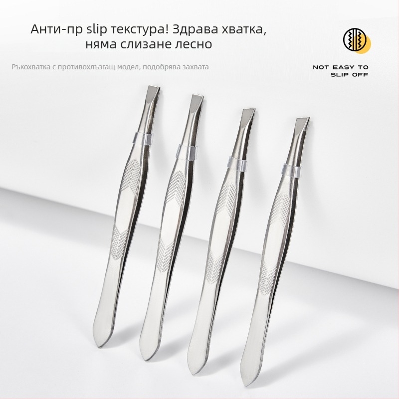 Jiaoposi неръждаема стомана — пинсета за вежди с плоска и наклонена челюст, за скубане на косми и оформяне на мигли, грим инструмент