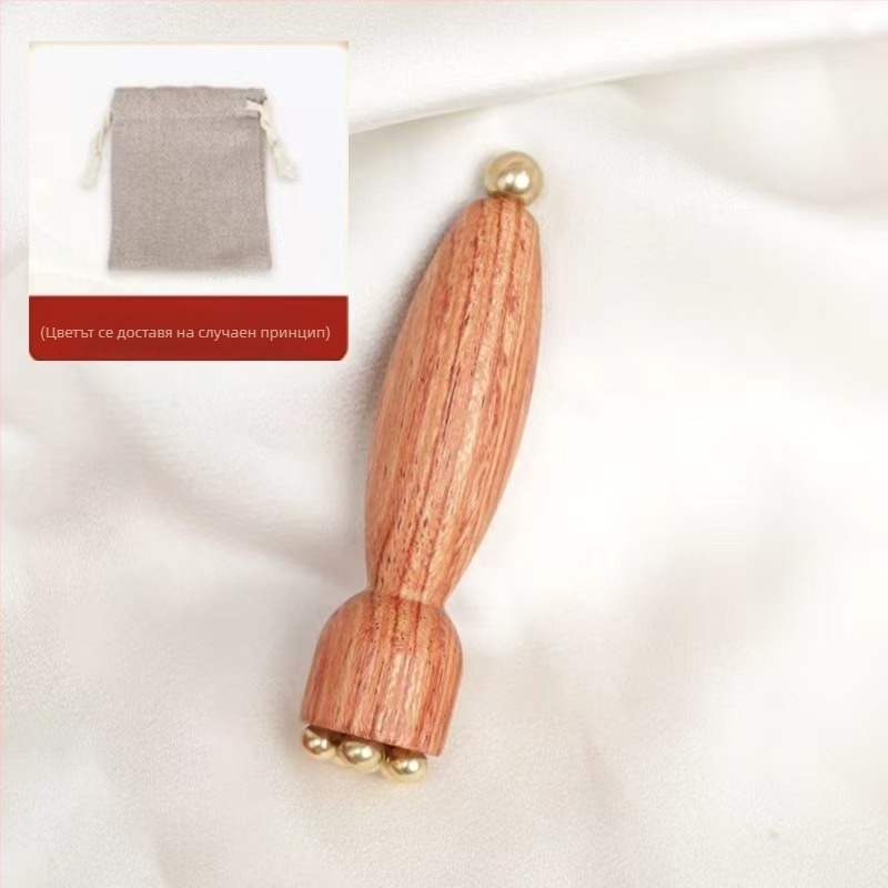 Масажор за очи и лице от Brazilian Rosewood с месингови мъниста, форма лотос, ръчен, без електричество, за общо ползване