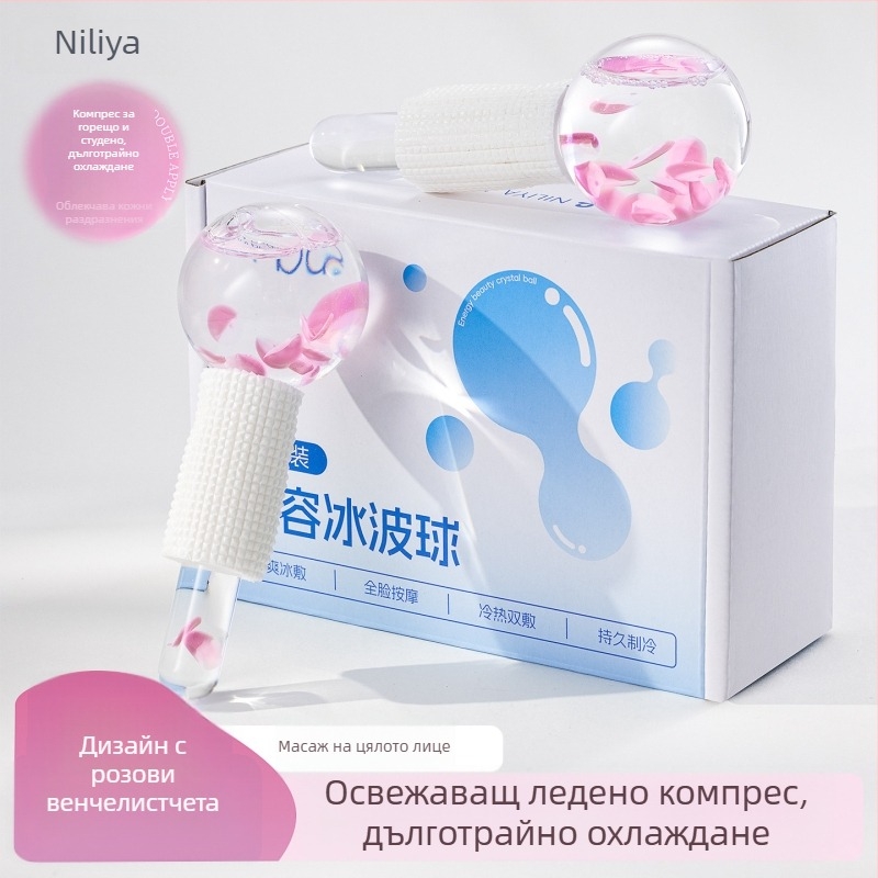 Nilya Инструмент за красота: Ice Wave Ball и Beauty Ice Hammer – ръчно устройство за масаж на лице и очи с отрицателни йони, без електричество, произход Гуанджоу, срок на годност 3 години