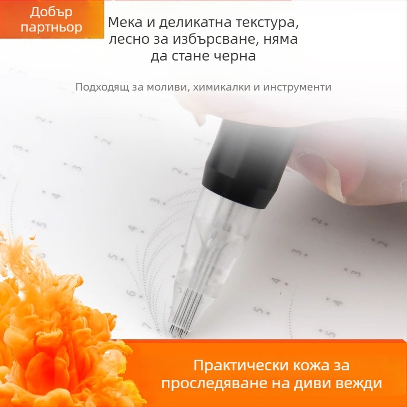 Практична кожа за татуиране на вежди за начинаещи — имитираща кожа с мека силиконова текстура. Внос: Не; Универсална употреба.
