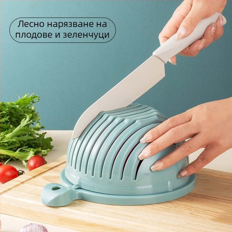 Мултифункционален резач за зеленчуци с купа за нарязване | Материал: PP | Обработване по поръчка | Печат на лого