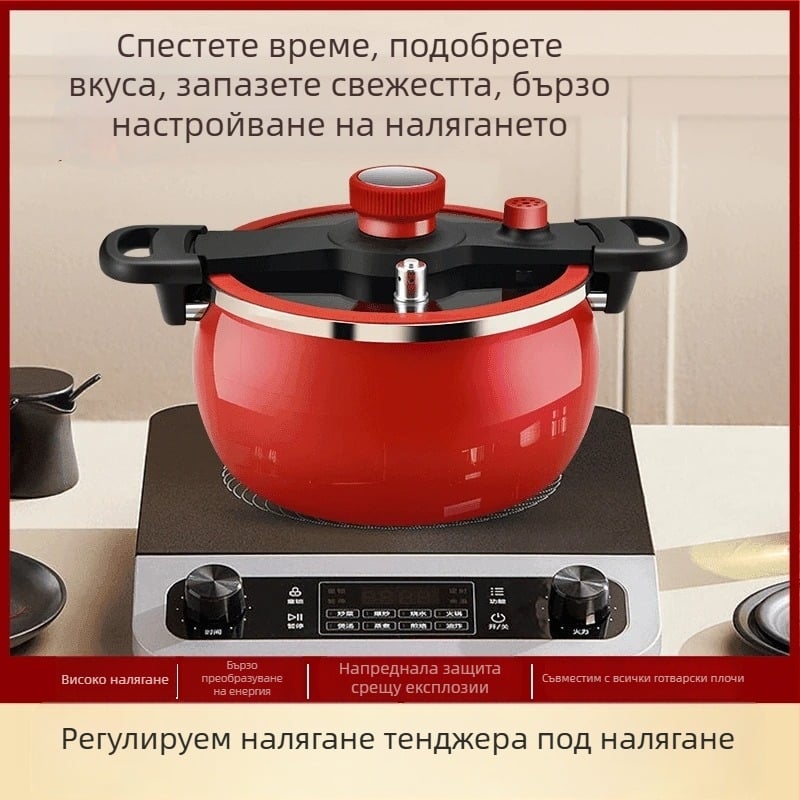 Емайлирана железна тенджера за супа със двойни дръжки, капацитет 5 л или повече, стъклен капак, съвместима с газови и индукционни плочи