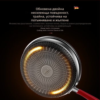 Без покритие 316L неръждаема стомана тиган за пържене с многослойно дъно, съвместим с индукционни и газови котлони, капак от неръждаема стомана със стъклен капак