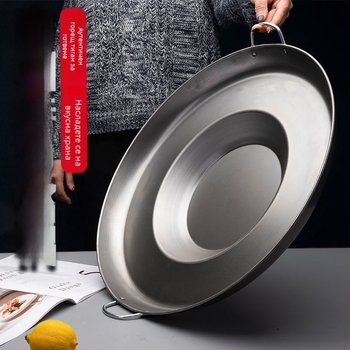 Уок тиган с вдлъбнато дъно, от пречистено желязо, без покритие, капак от неръждаема стомана