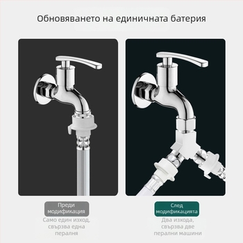 Пералня – тройнопътен воден клапан, 1 вход – 2 изхода, хромирана цинкова сплав, главен и страничен тръбопровод 4 точки