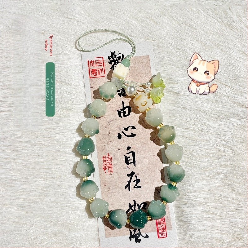 Гривна от Bodhi корен с мила животинска висулка под формата на ключ — полирана, марка Jinge, Есен 2025