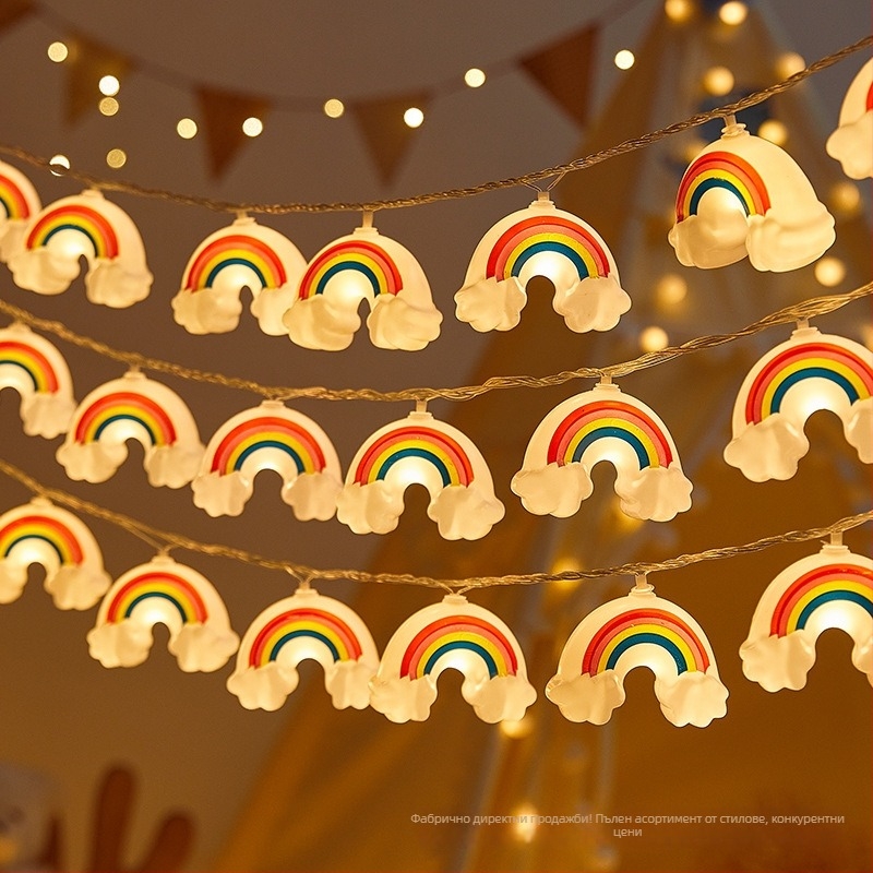 LED нишка със звезди, облаци и дъга (IP43 защита; захранване с батериен блок; 10–100 LED диода; димируемо; ръчно управление)