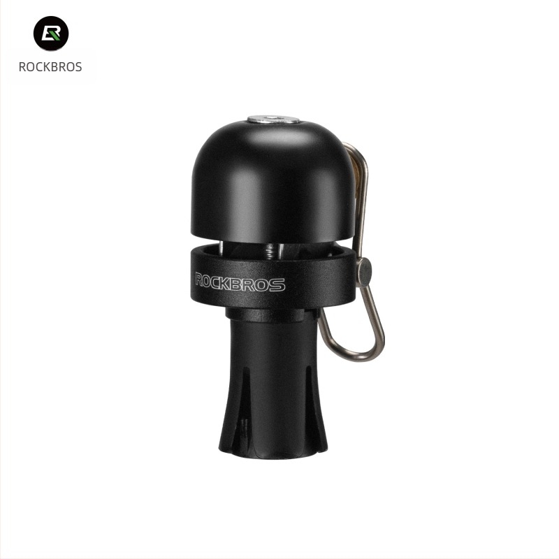 Звънче за кормило на шосеен велосипед с извита щепсела, ROCKBROS, медно-сплавен корпус на звънчето + алуминиева основа + пластмасов щепсел, унисекс