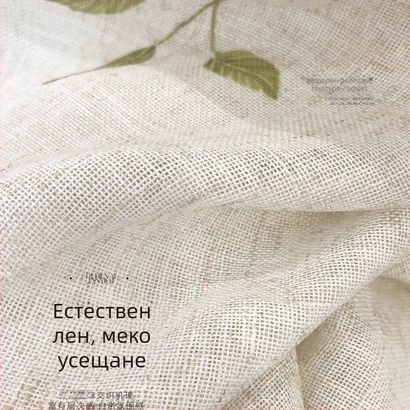 Завеси със мотив лястовица — леноподобна тъкан, печатени, полупрозрачни, стил Нов китайски, за дневна, спалня, кабинет, балкон