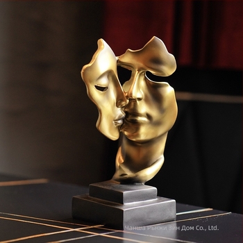 Фигура – абстрактна двойка, целуващо лице, от смола, Runzhixin, модерен минималистичен стил, подходящ подарък за сватба или рожден ден