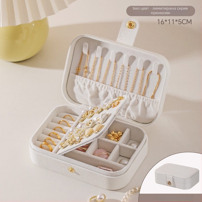 Кутия за бижута с многослойна конструкция и голям капацитет, материал Lychee peel, велурена подплата, тегло 0,93 кг, стил Leisure