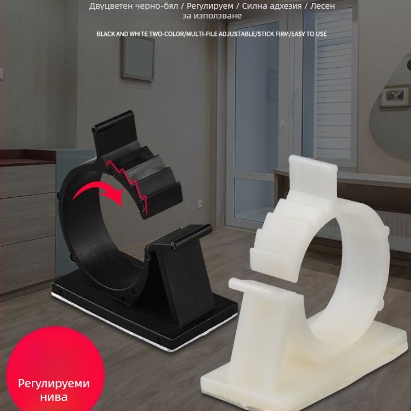 Кабелен организатор с клипсове и залепващи крепежи, без пробиване, за стена и бюро