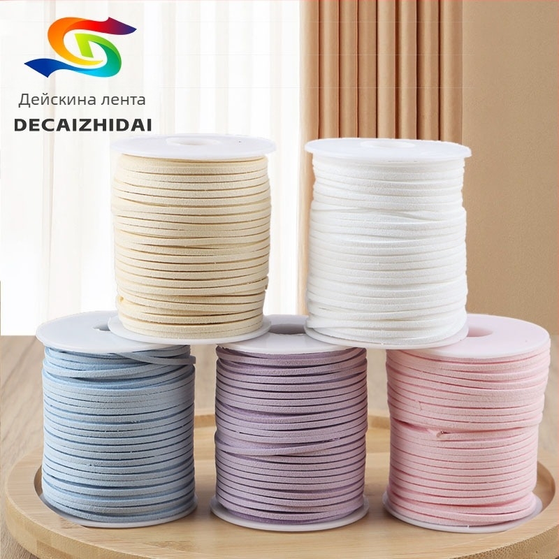 Decai говежда кожа велур лента – ръчно изработена DIY лента за цветя и сватбен декор, за подаръци, опаковане на букети и украса на торти